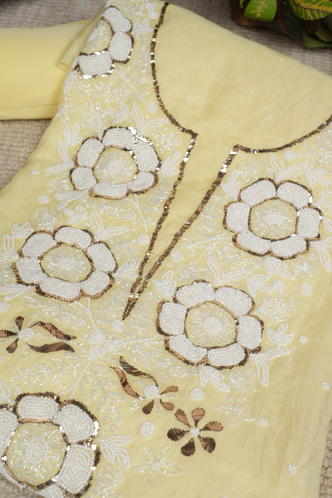 Mukaish Pearl work Pure Mulmul Suit