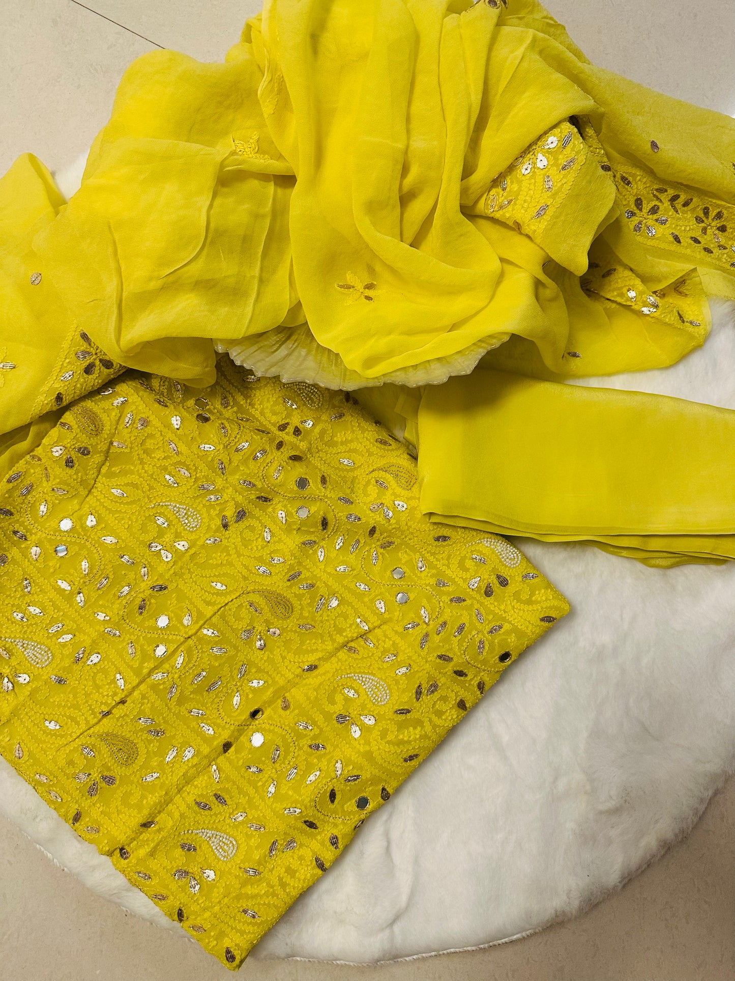 Gota Patti Mirror Work Chikankari Suit