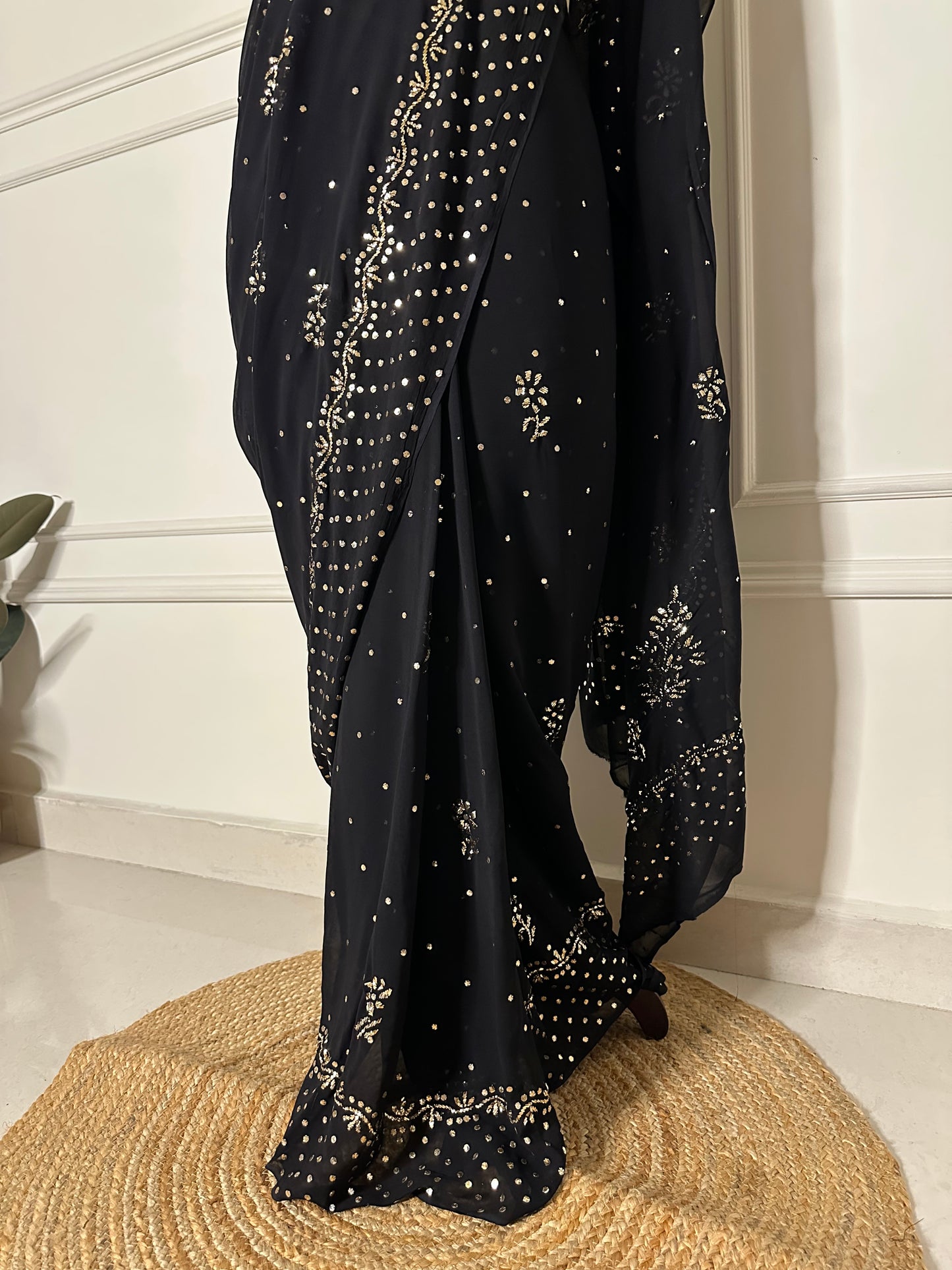 Kamdani and mukaish work georgette saree
