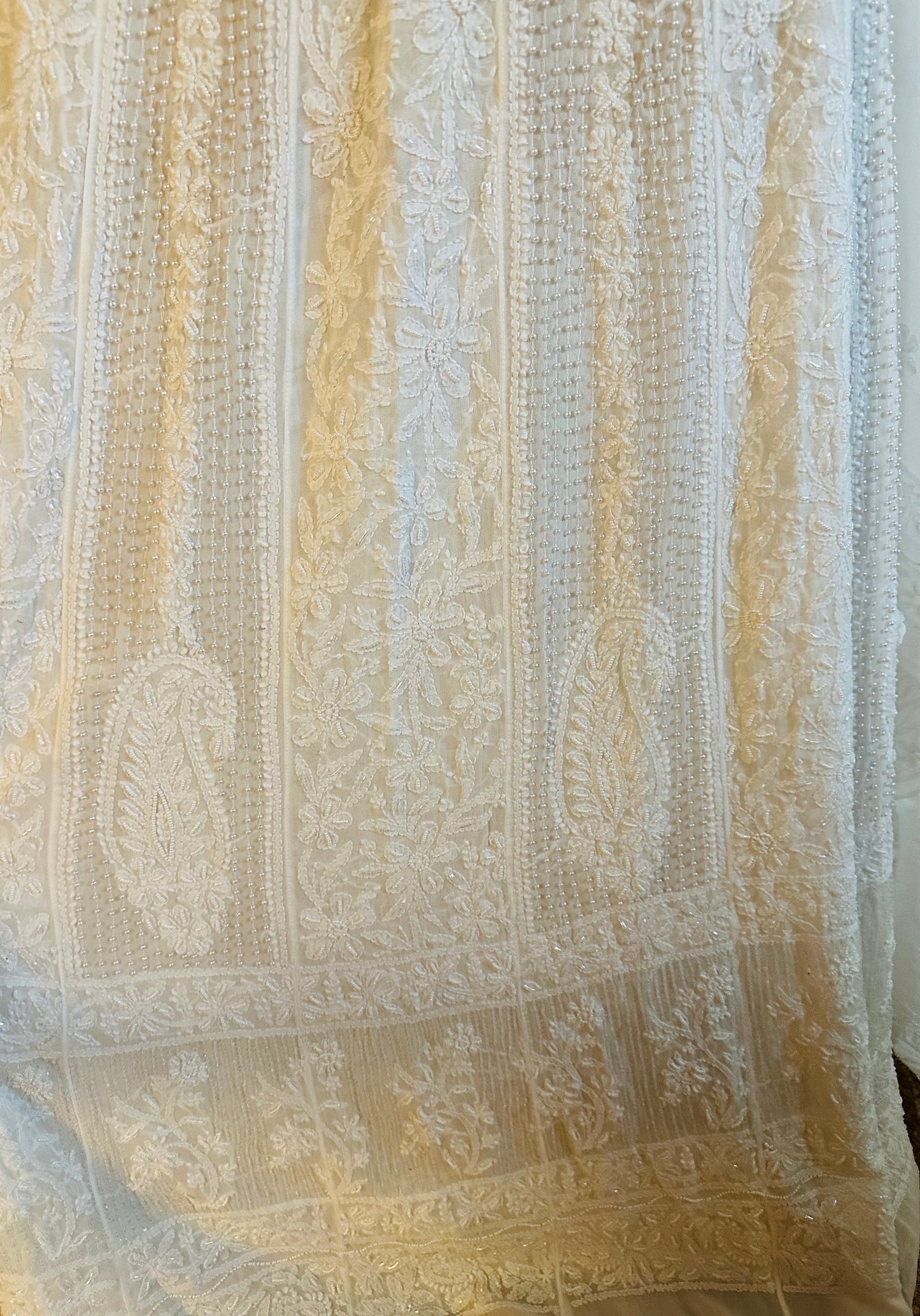 Pearl and cutdana work 18 kali anarkali