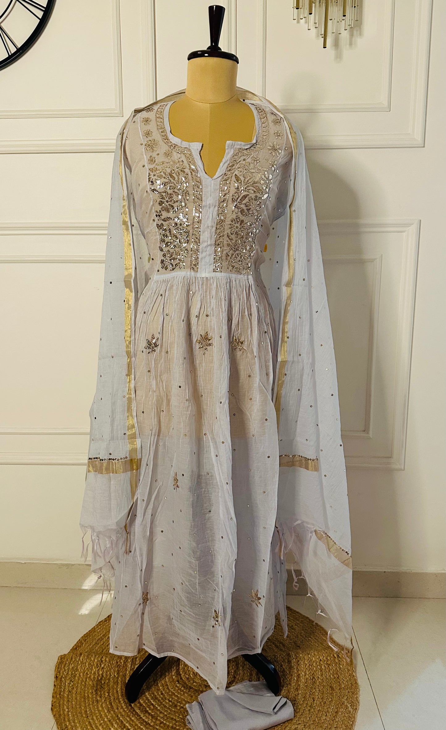 Mul chanderi A-line suit