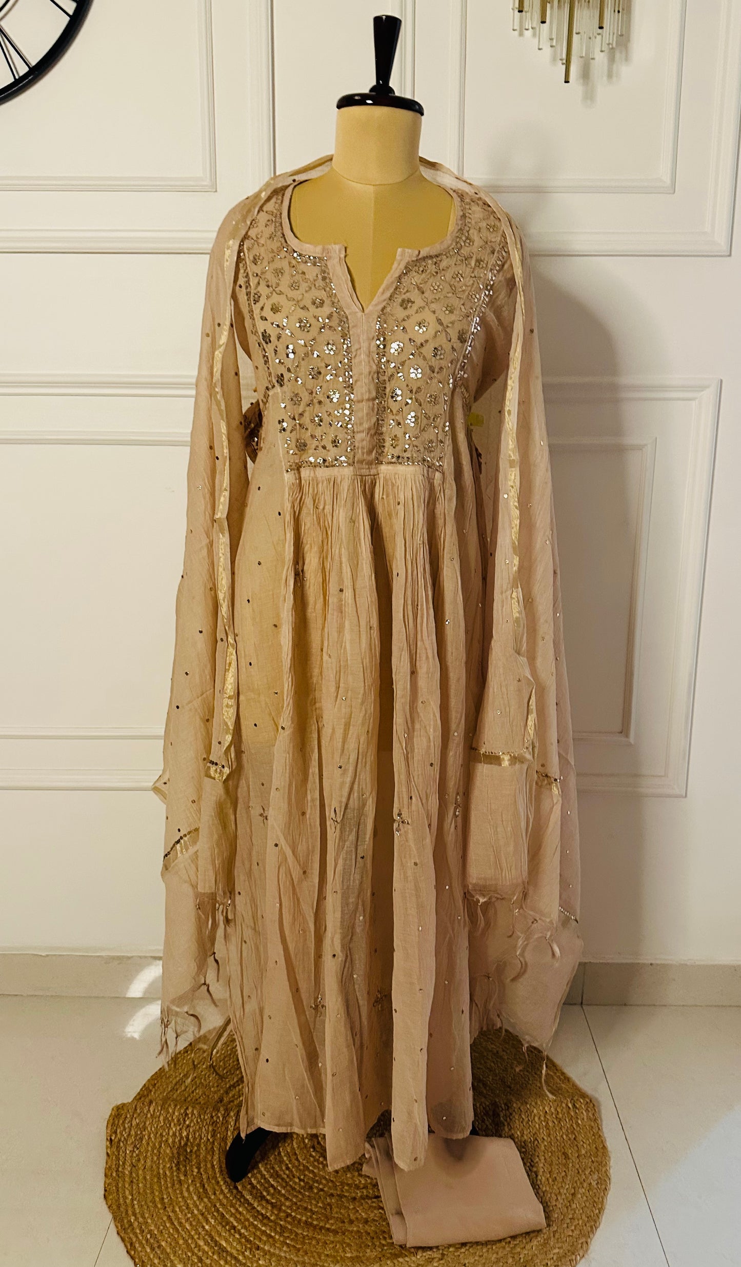 Mul chanderi A-line suit