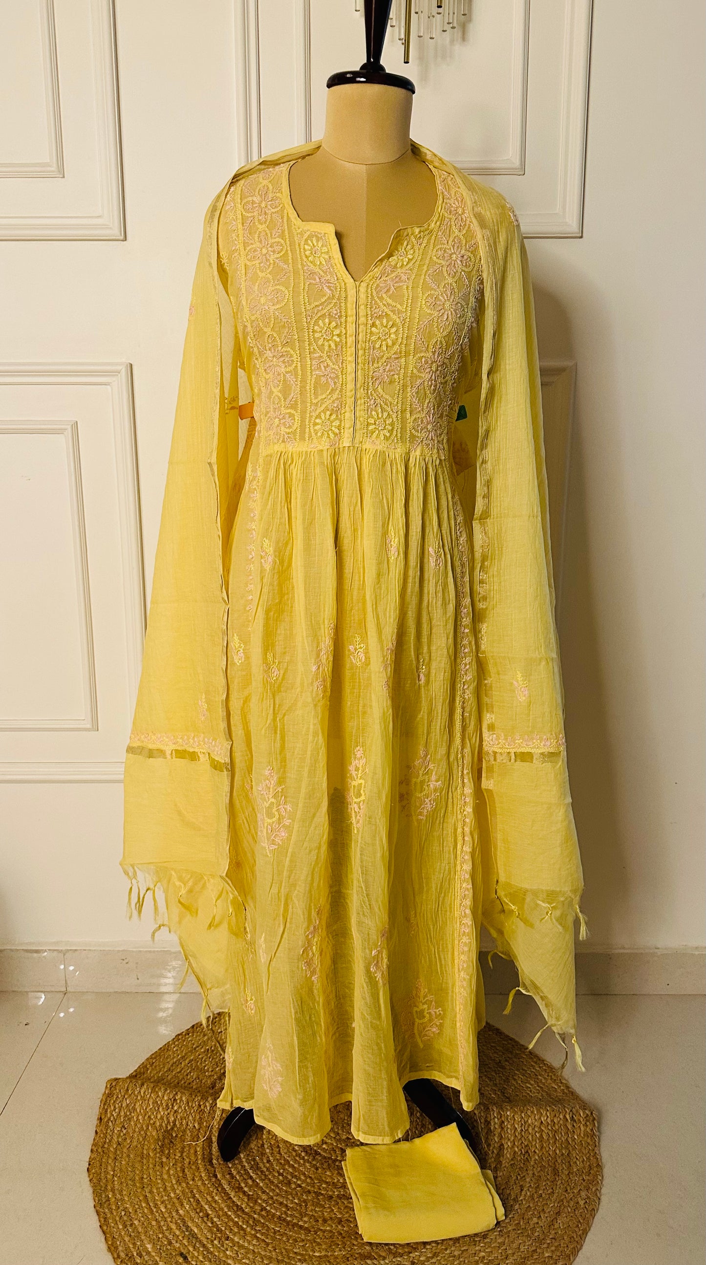 Mul chanderi A-line suit