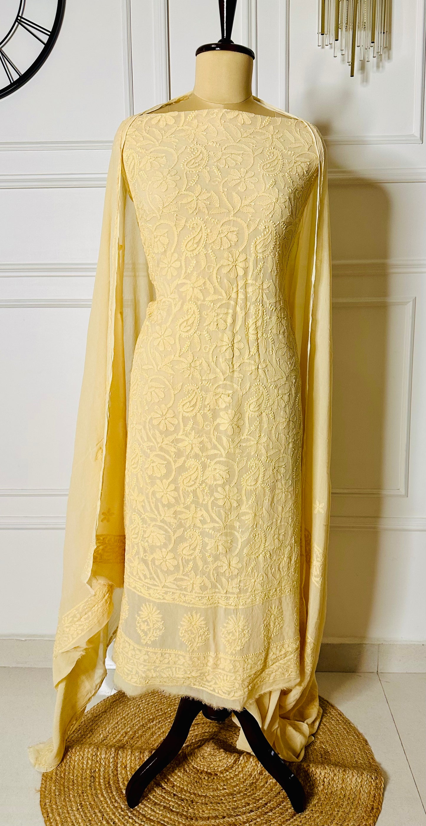 Shadow work suit in georgette fabric