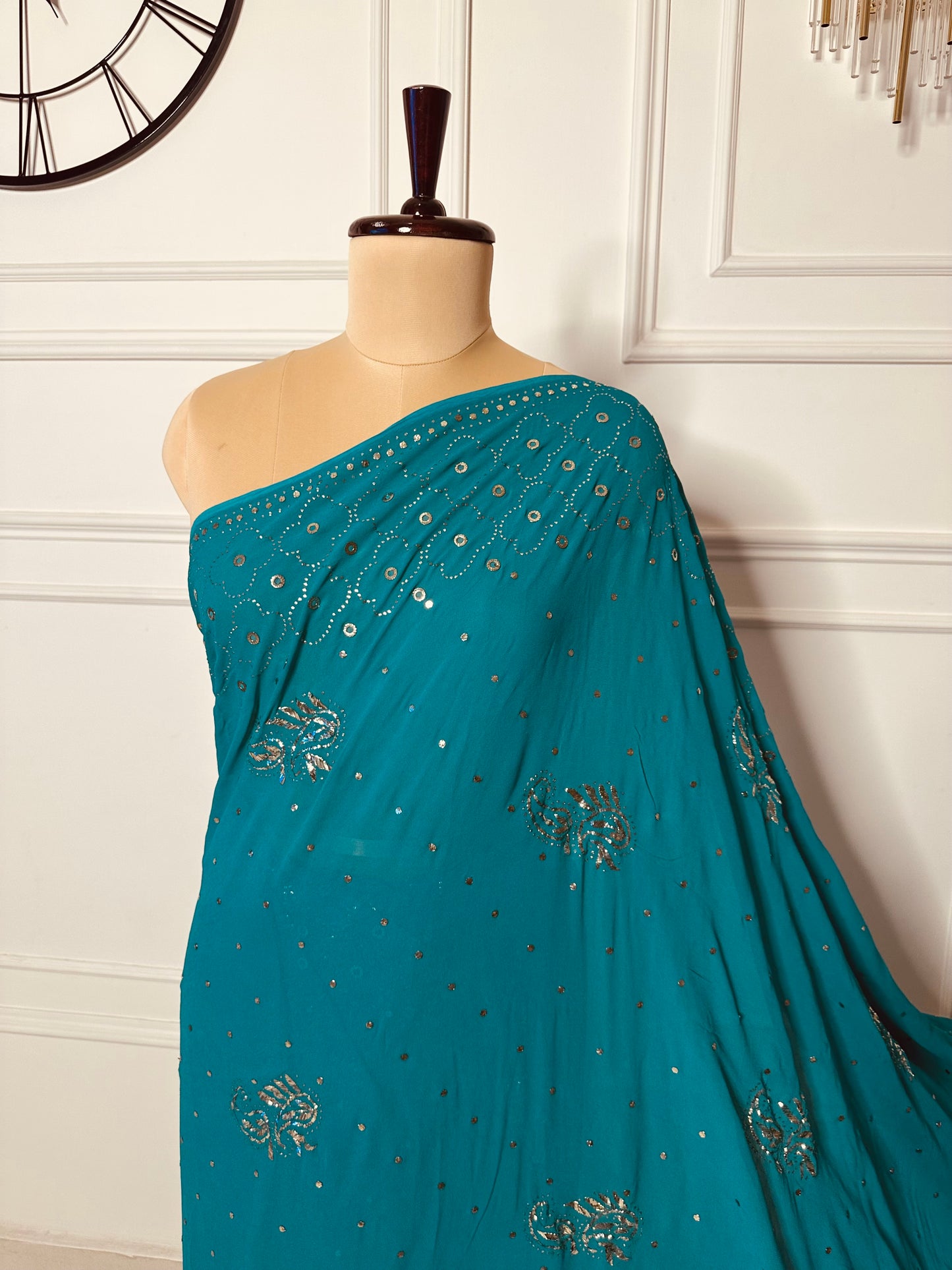 Kamdani and mukaish work saree