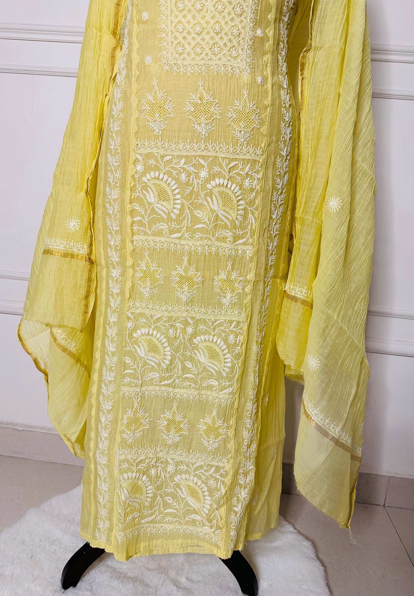 Chikankari fine jaali work straight suit