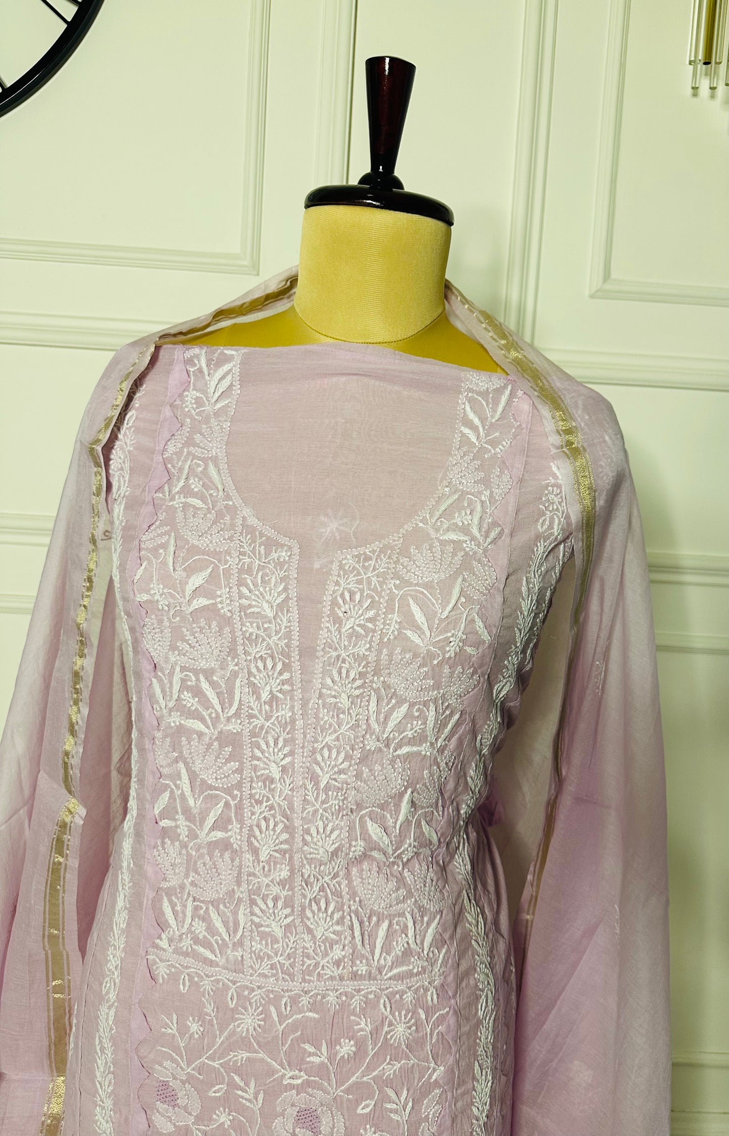 Chikankari fine jali work straight suit