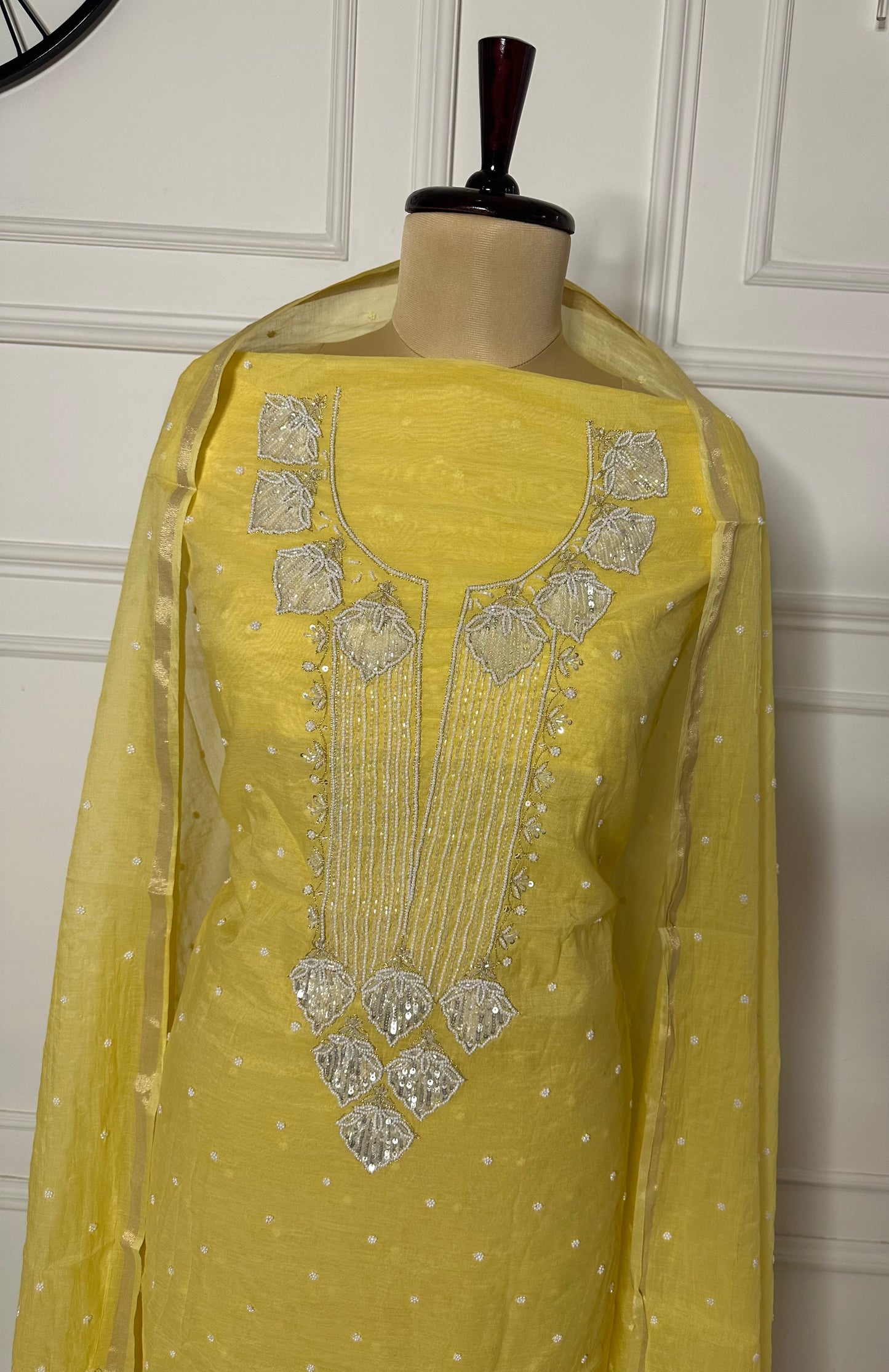 Mukaish and pearl work straight suit