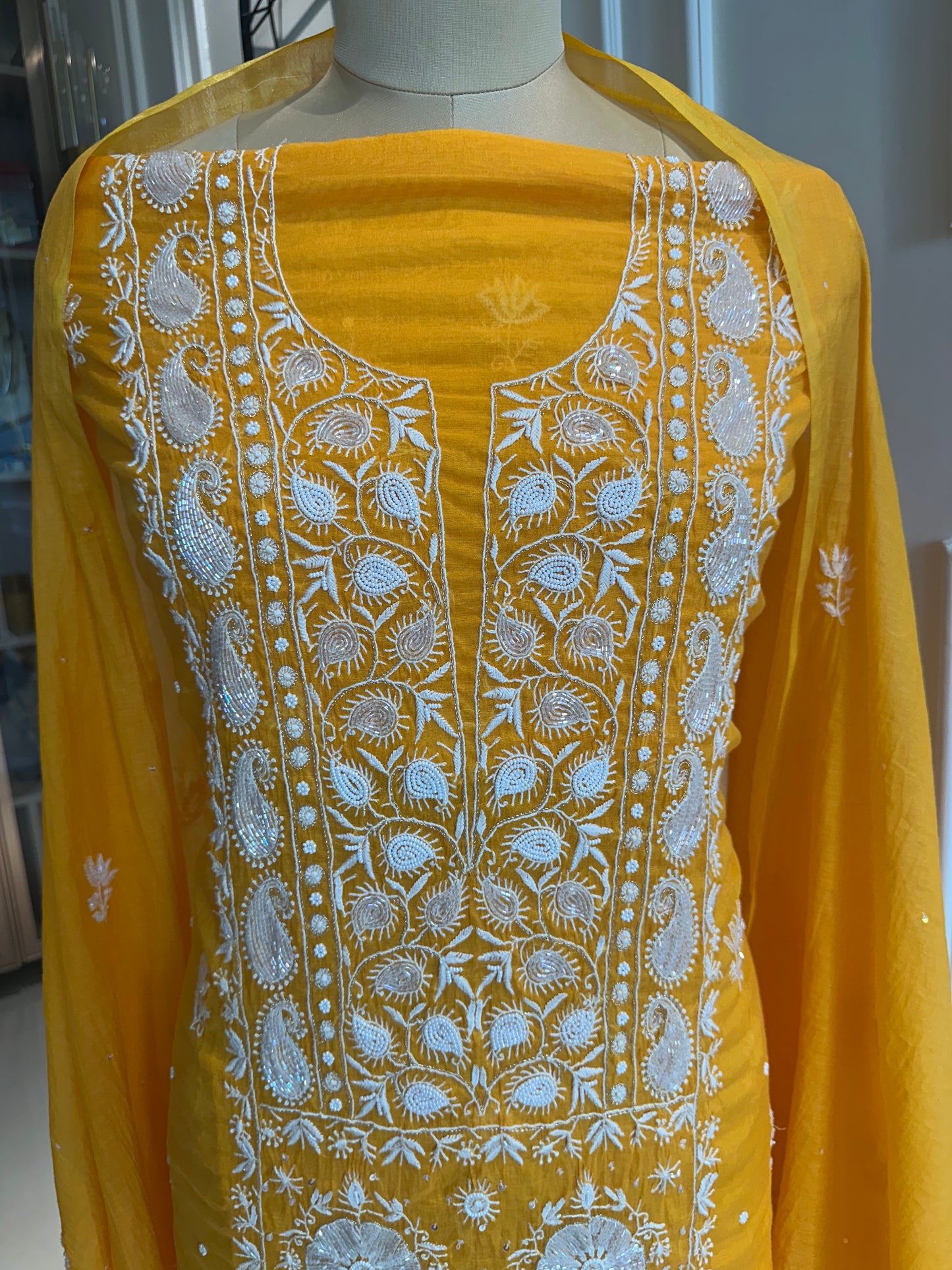 Pure mulmul chanderi panel suit
