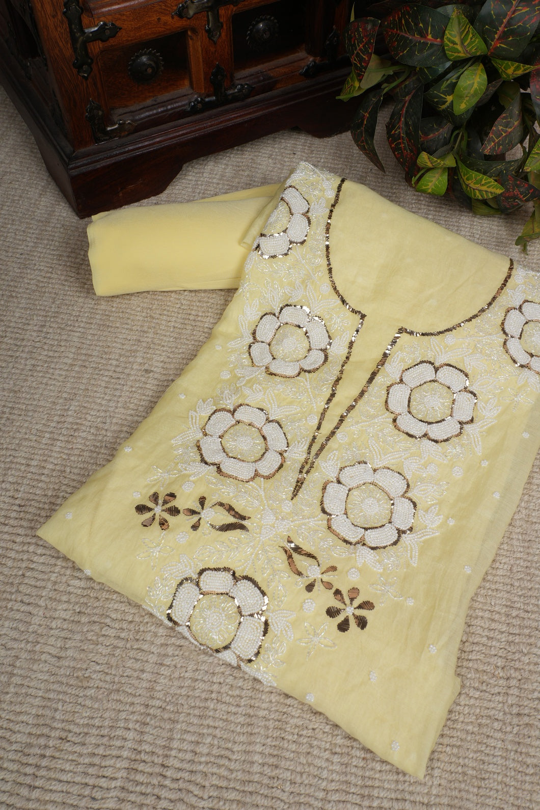 Mukaish Pearl work Pure Mulmul Suit