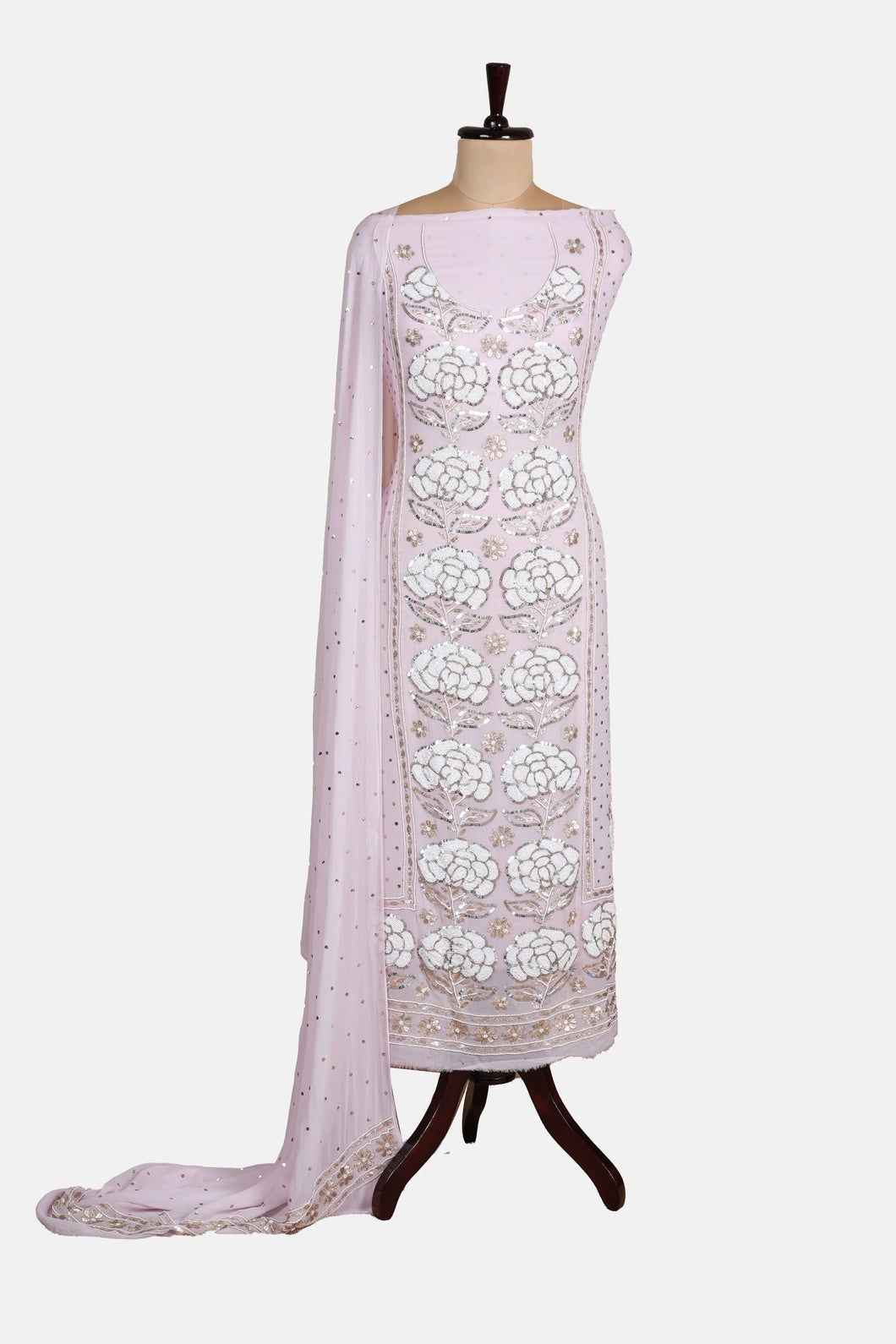Party wear pastel pink pearl work suit