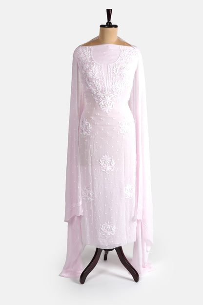 Pastel Pink Beautiful Pearl Work Suit