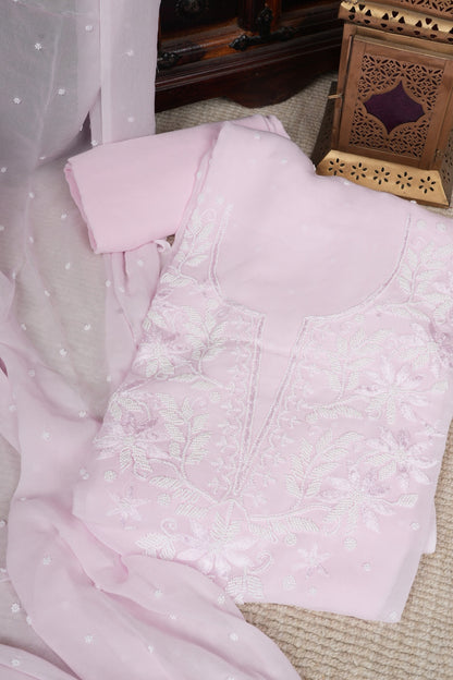 Pastel Pink Beautiful Pearl Work Suit