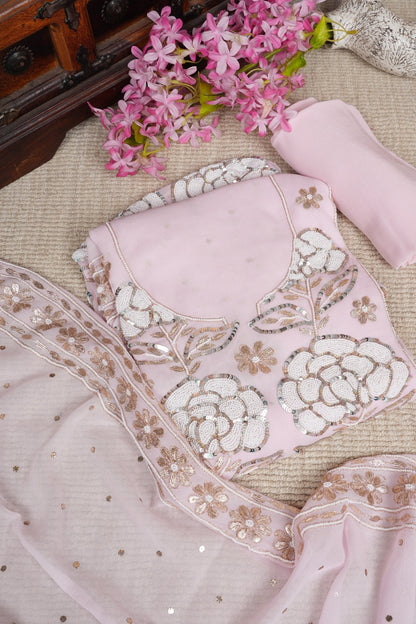Party wear pastel pink pearl work suit