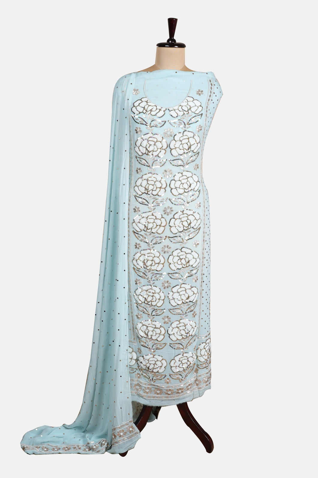 Party wear Pastel Blue Pearl work suit