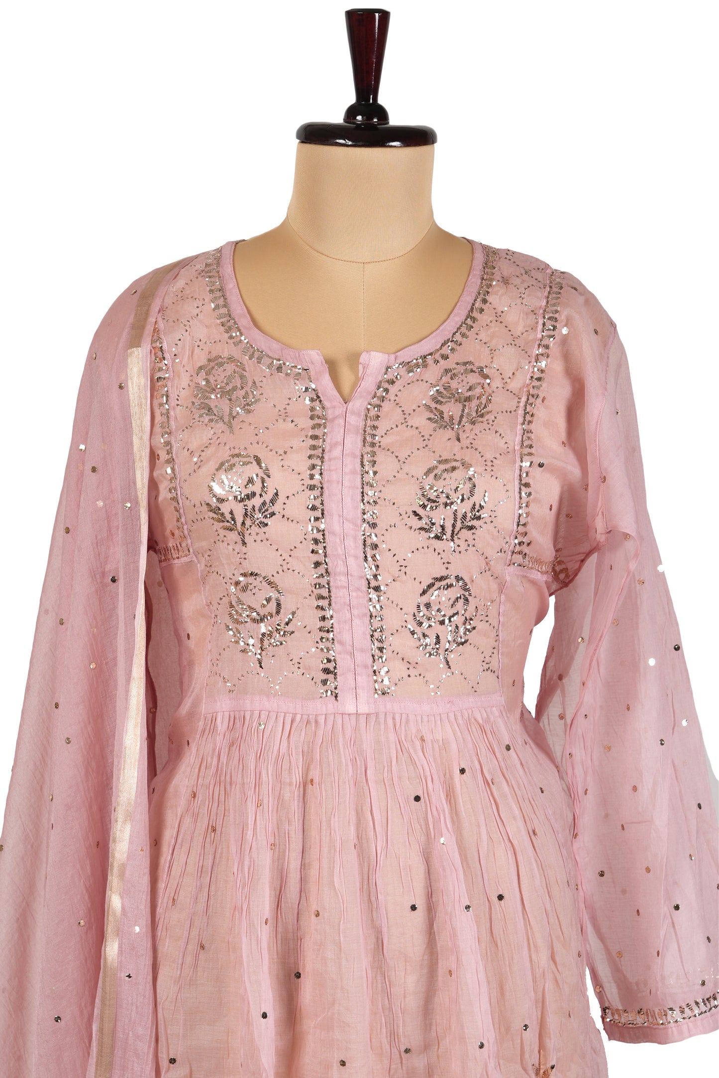 Rose Gold Pure Mulmul A-Line Suit