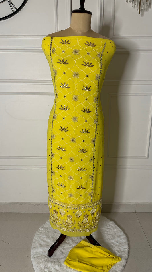 Panel work georgette suit