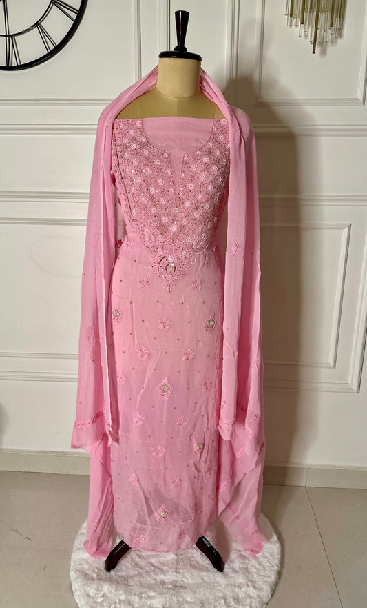 Chikankari with addon georgette suit