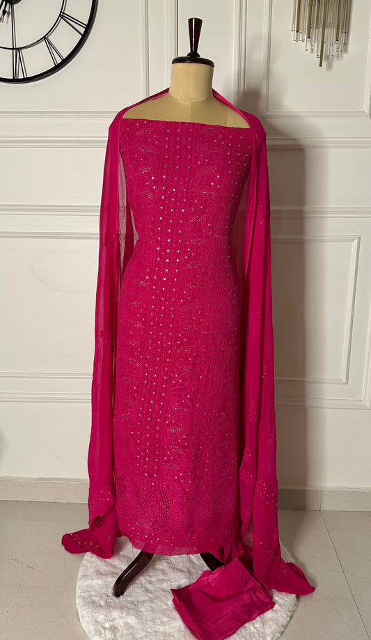 Chikankari and mukaish work georgette suit