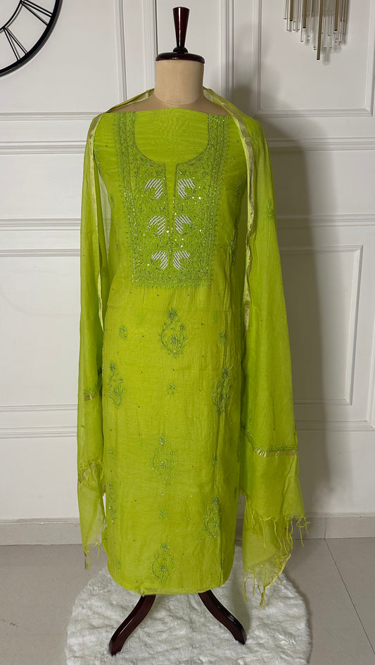 Pure mulmul chanderi suit