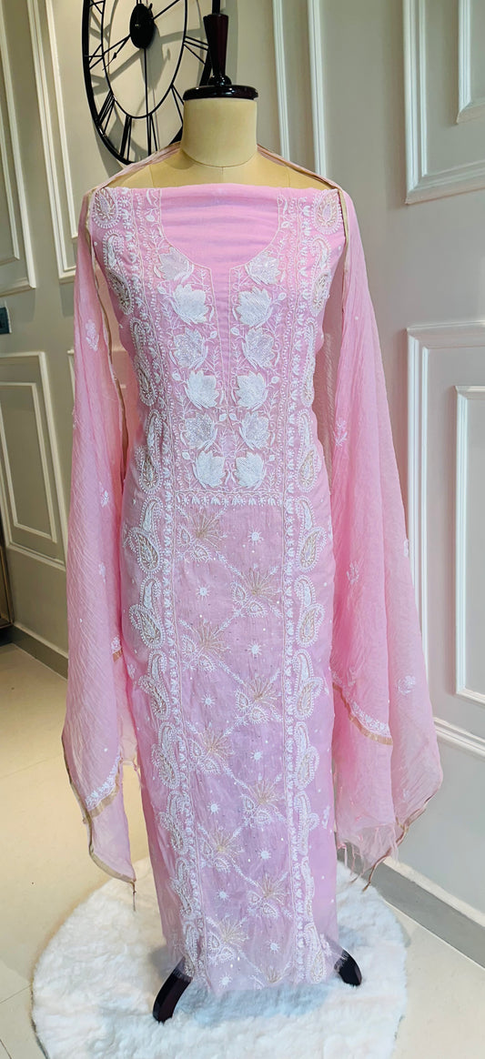 Pure mulmul chanderi panel suit