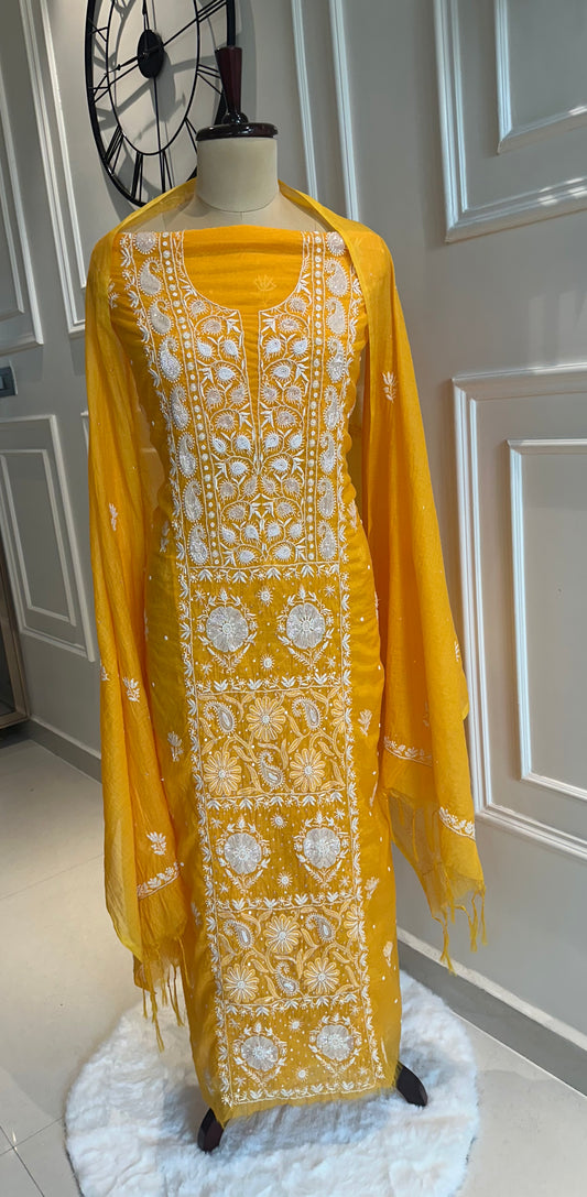 Pure mulmul chanderi panel suit