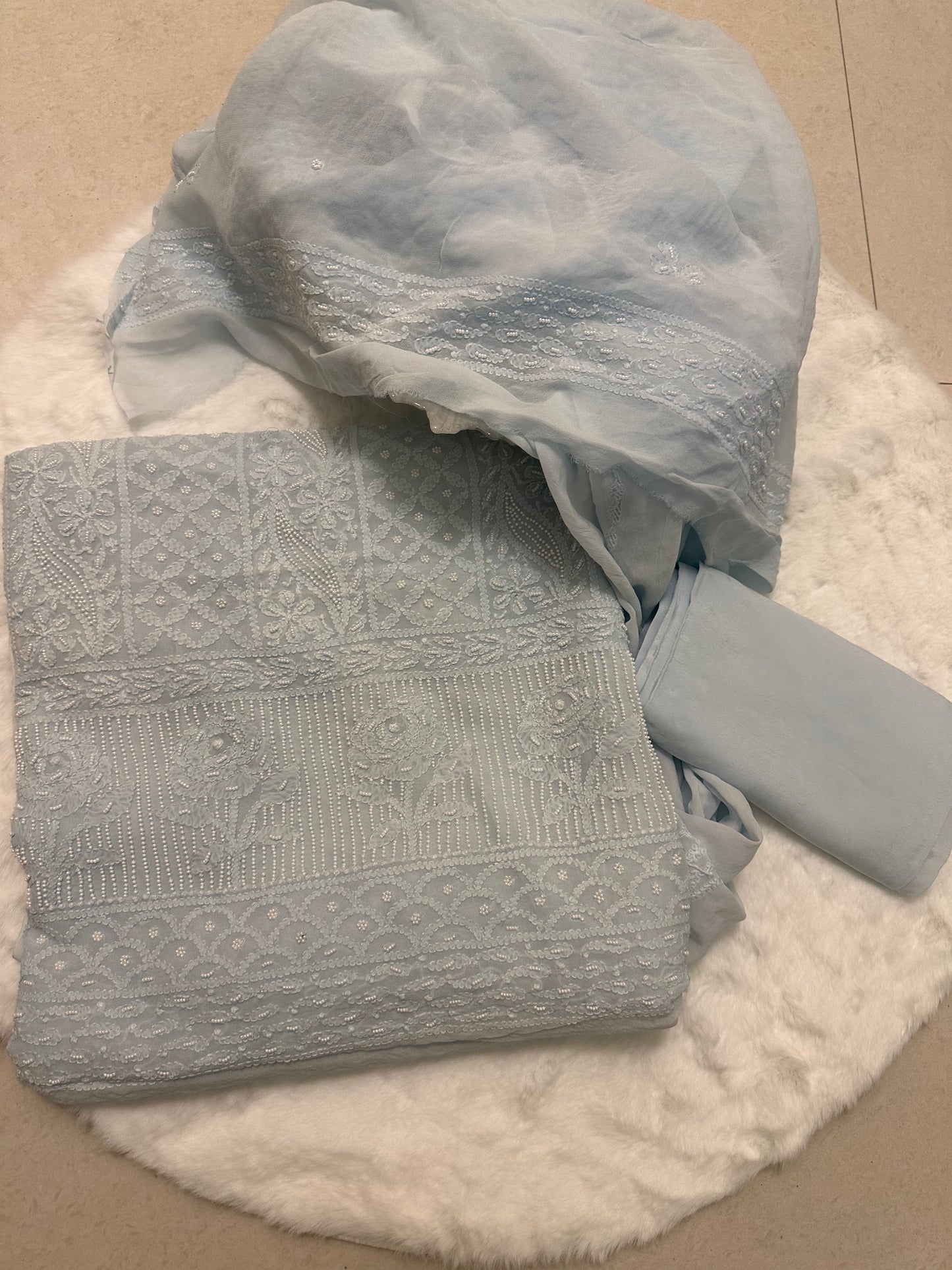 Pearl Work Chikankari Suit