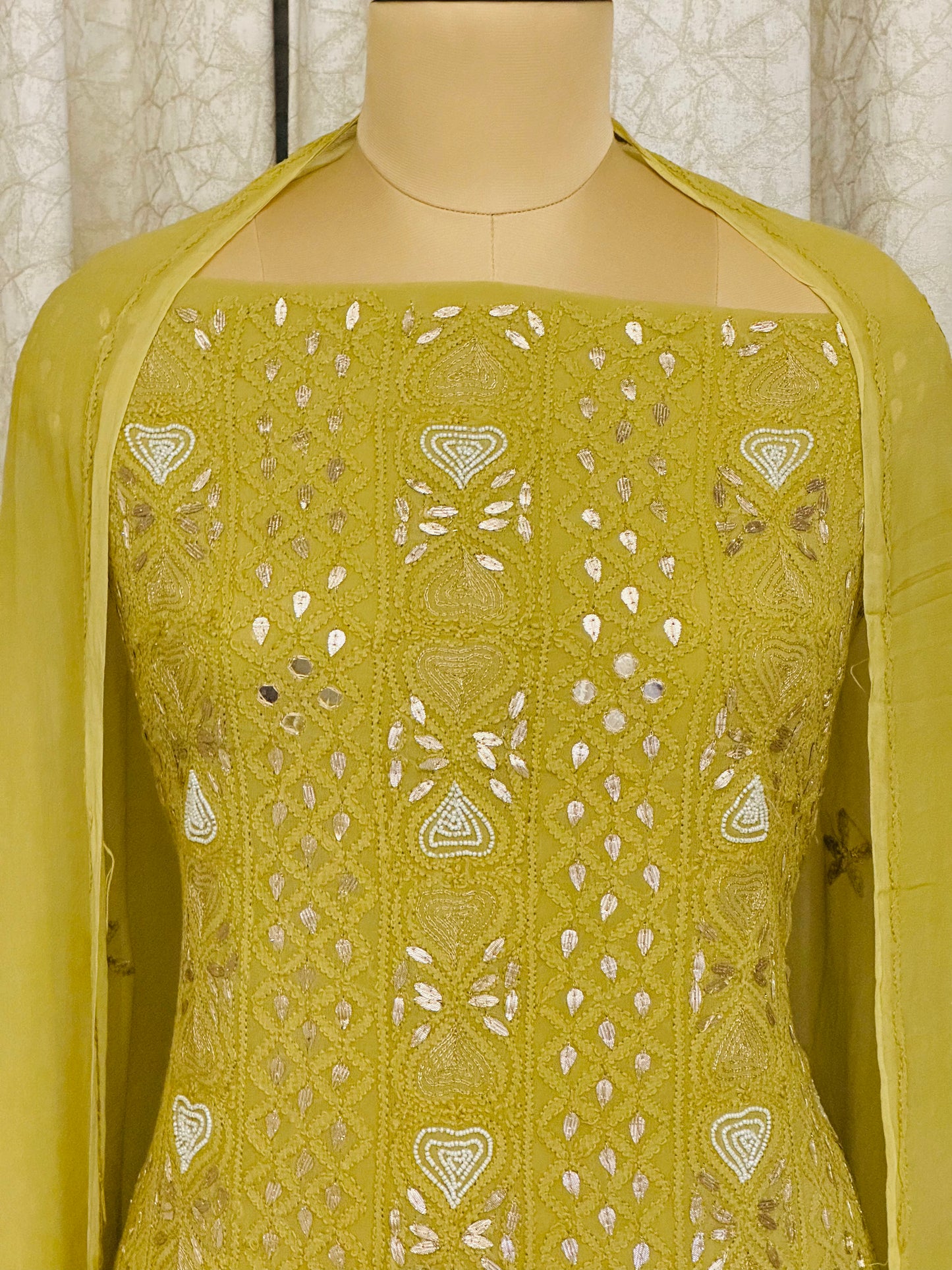 Gota Patti Mirror Work Chikankari Suit