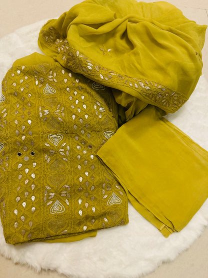 Gota Patti Mirror Work Chikankari Suit