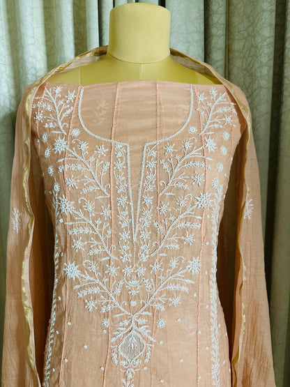 Katdana and Pearl Work Handcrafted Chikankari Pure mulmul Anarkali
