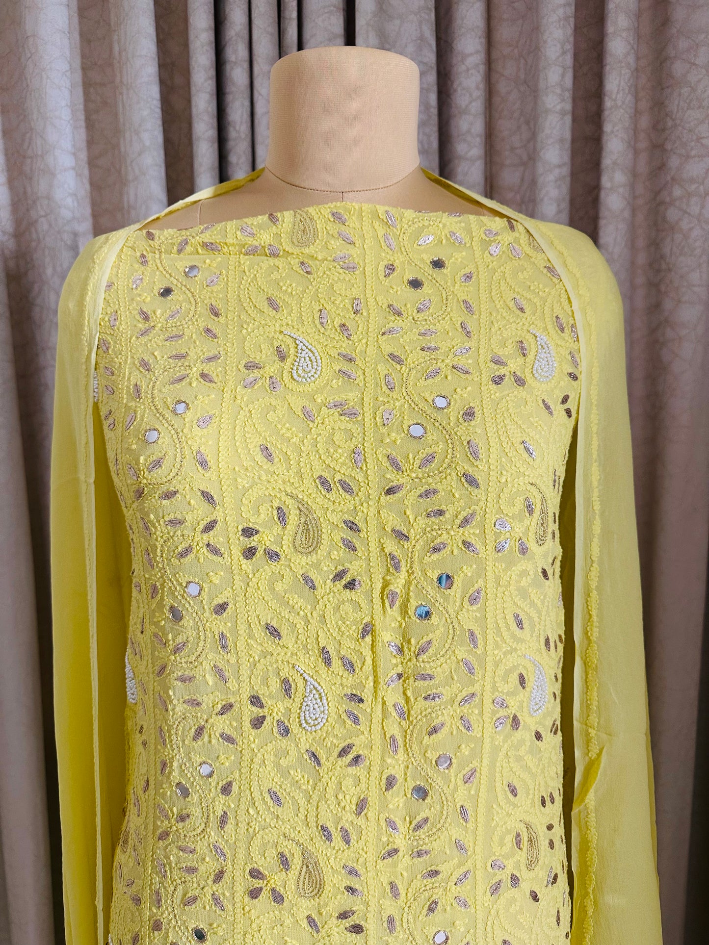 Gota Patti Mirror Work Chikankari Suit