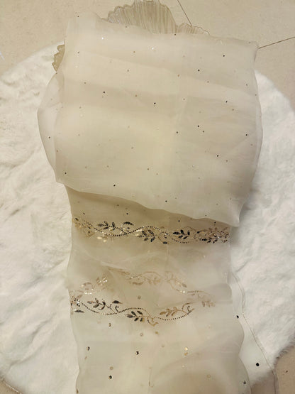 Pure organza mukaish work suit