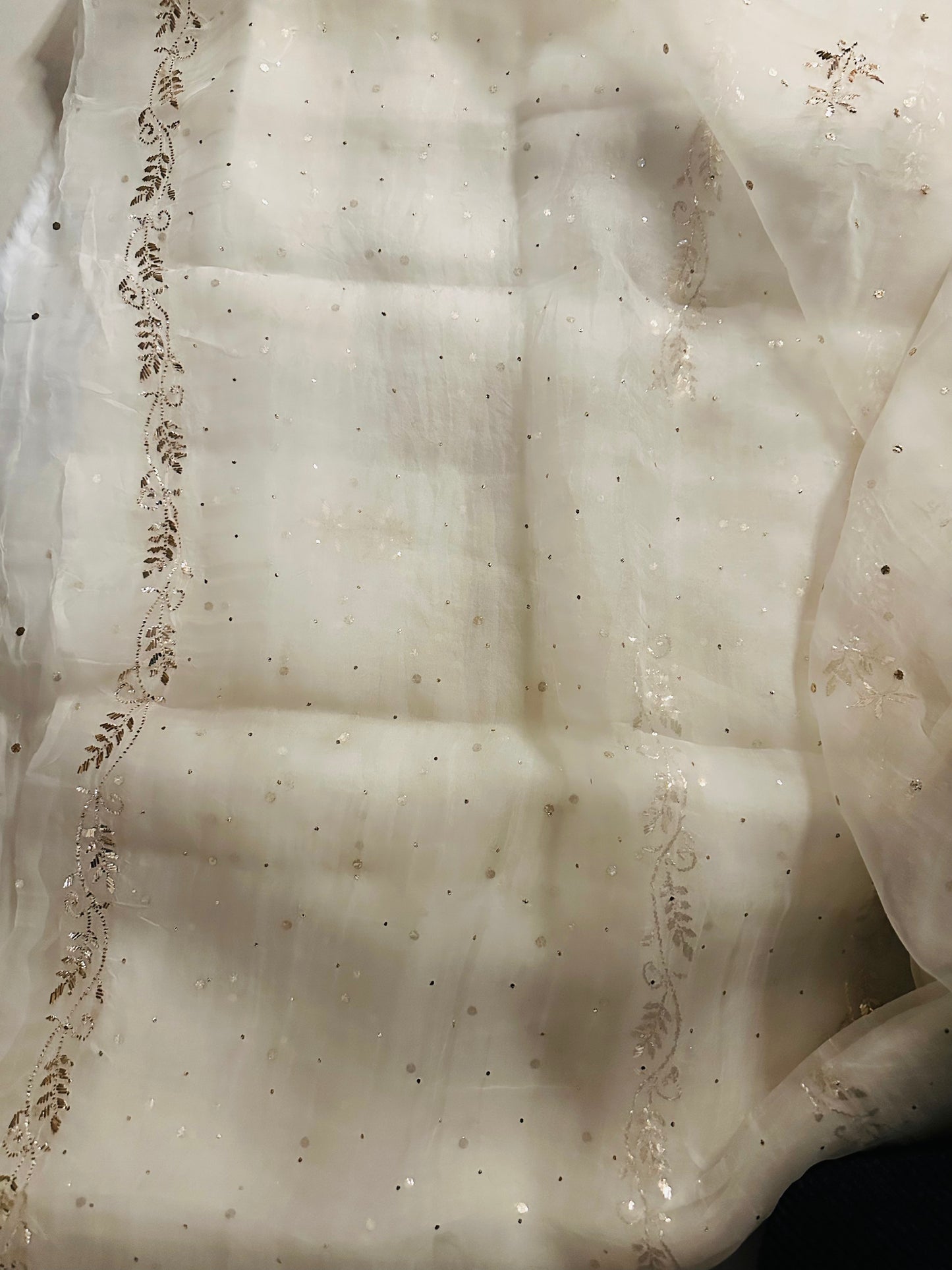 Pure organza mukaish work suit