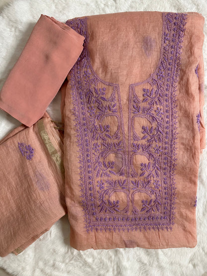 Mul chanderi 3-piece straight suit