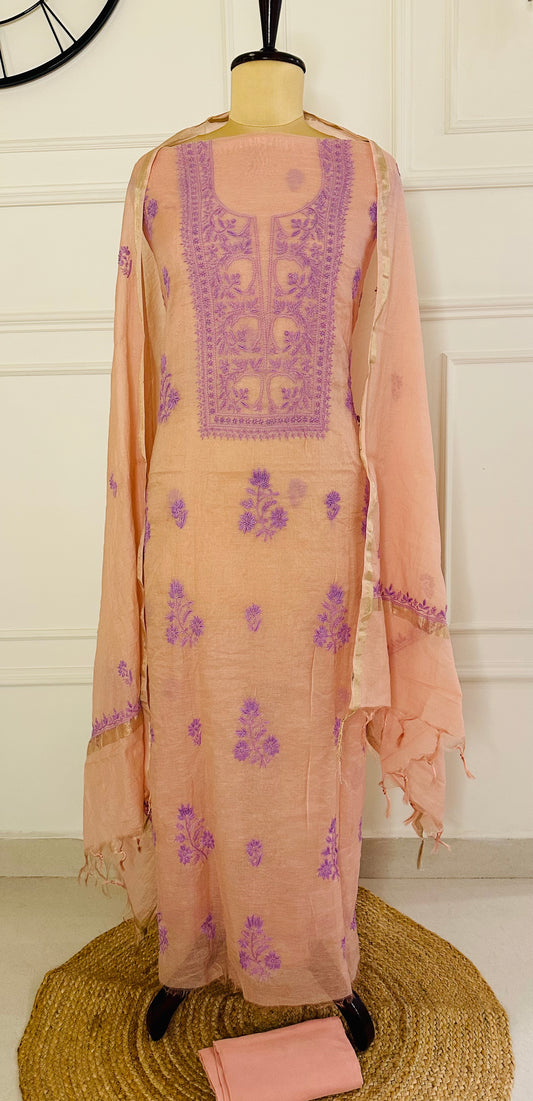 Mul chanderi 3-piece straight suit