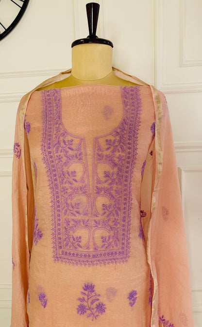 Mul chanderi 3-piece straight suit