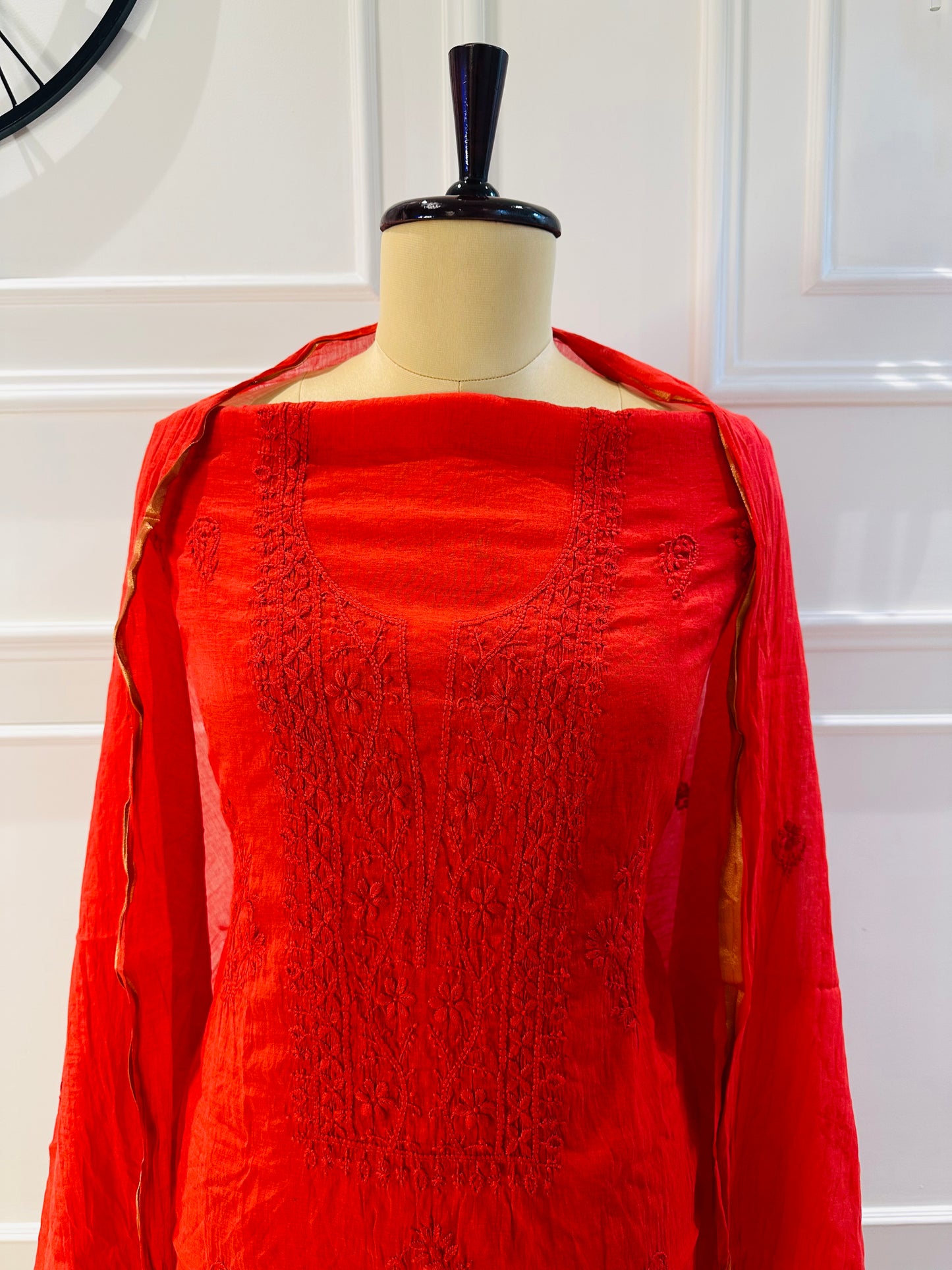 Mul chanderi 3-piece straight suit
