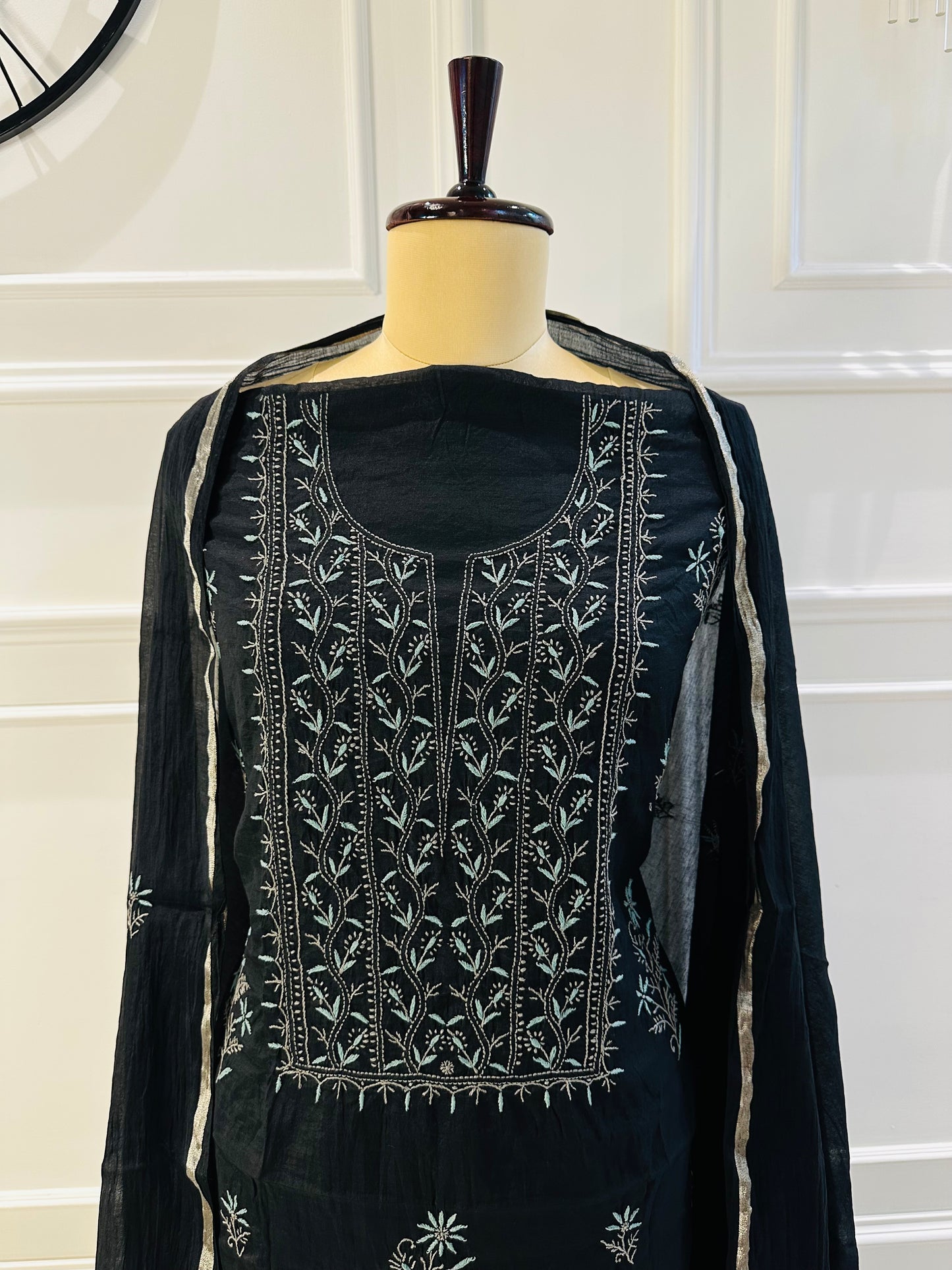 Mul chanderi 3-piece straight suit