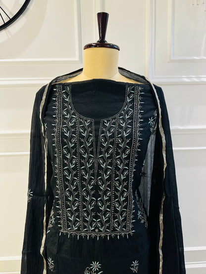 Mul chanderi 3-piece straight suit
