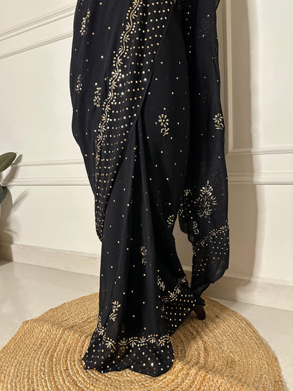 Kamdani and mukaish work georgette saree