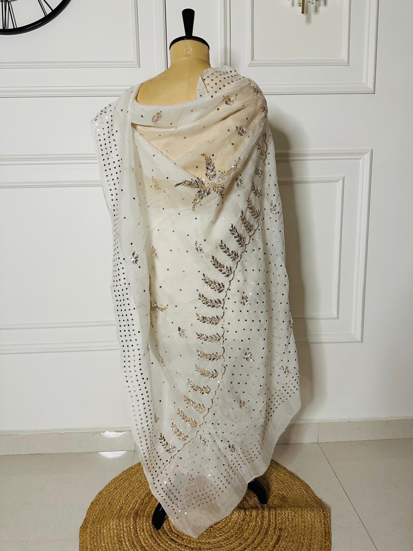 Kamdani and mukaish work organza saree