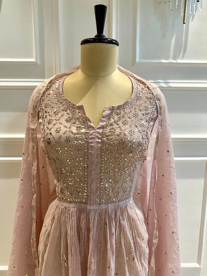 Mul chanderi 3-piece A-line suit