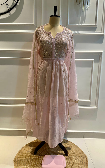 Mul chanderi 3-piece A-line suit