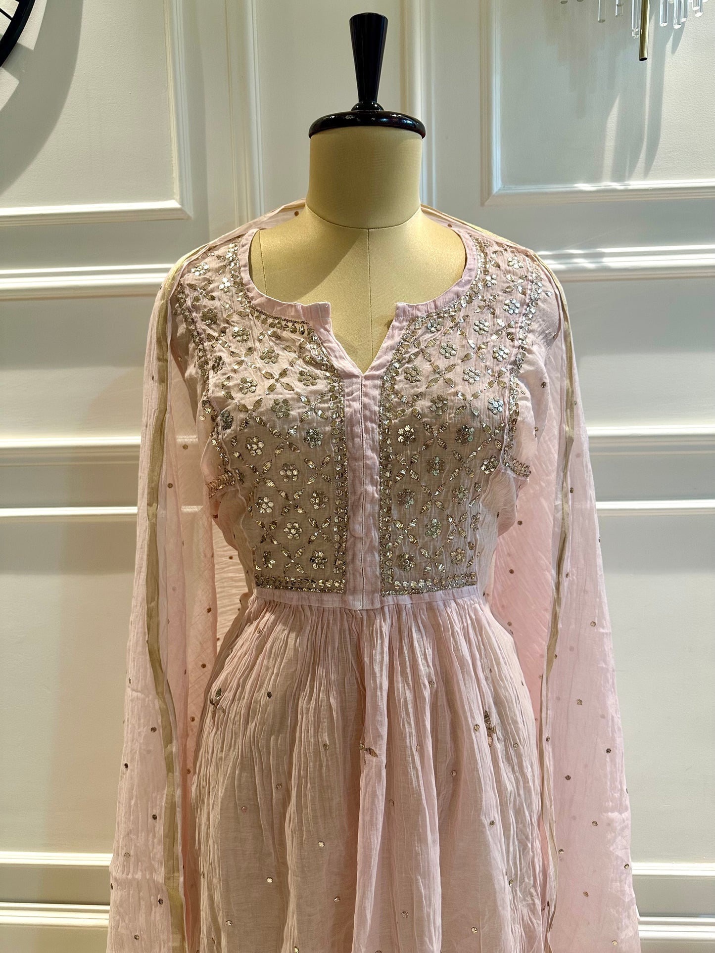 Mul chanderi 3-piece A-line suit