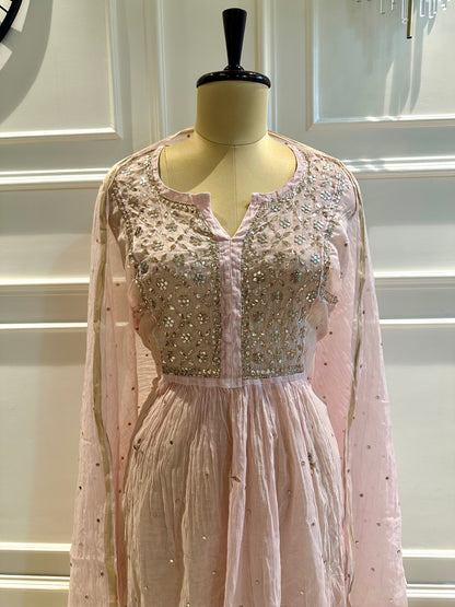 Mul chanderi 3-piece A-line suit