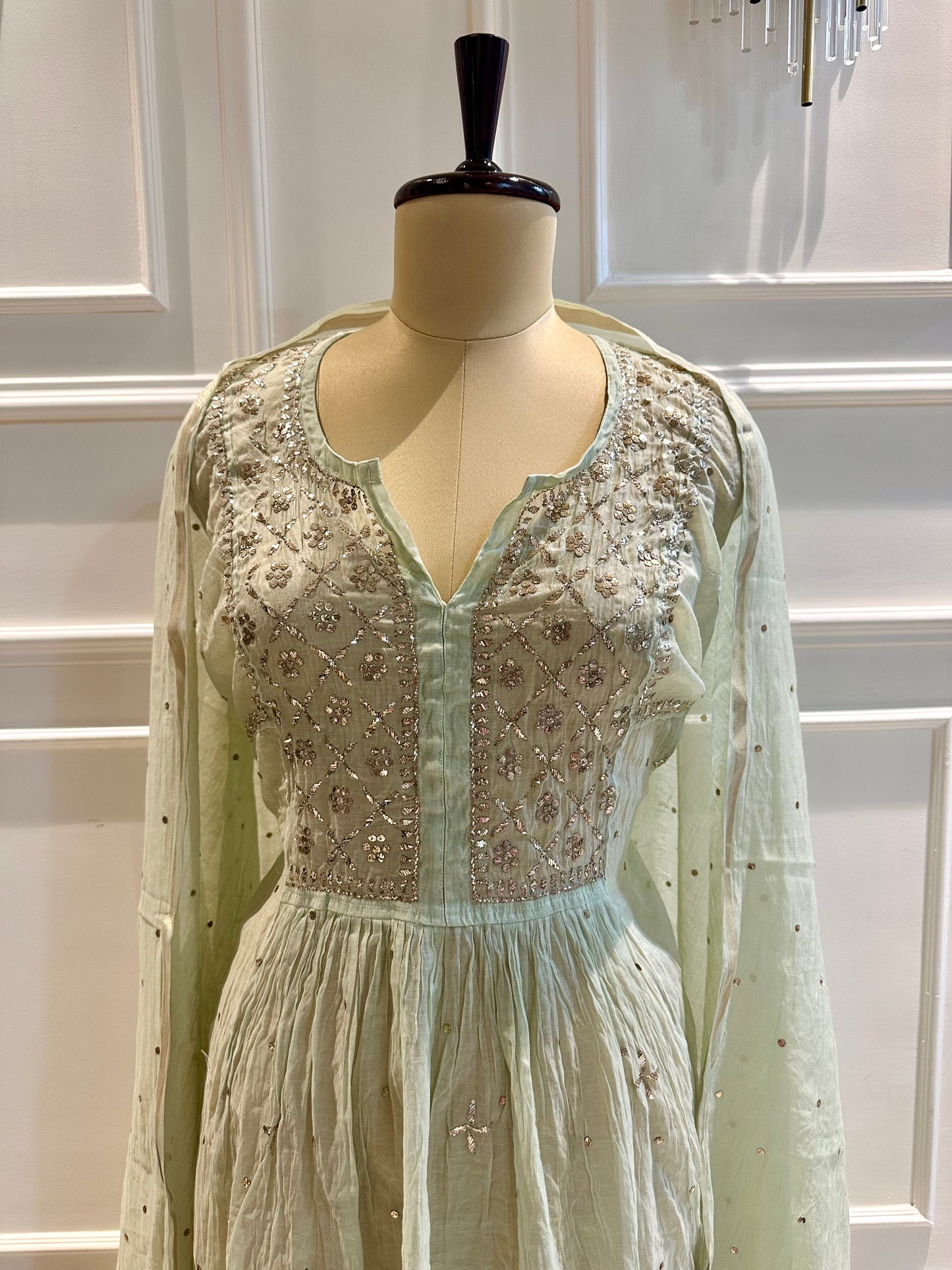 Mul chanderi 3-piece A-line suit