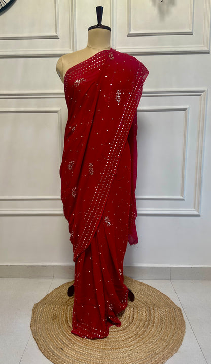 Kamdani and mukaish work saree