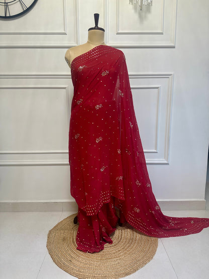 Kamdani and mukaish work saree