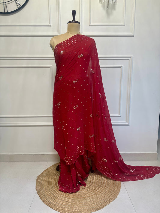 Kamdani and mukaish work saree