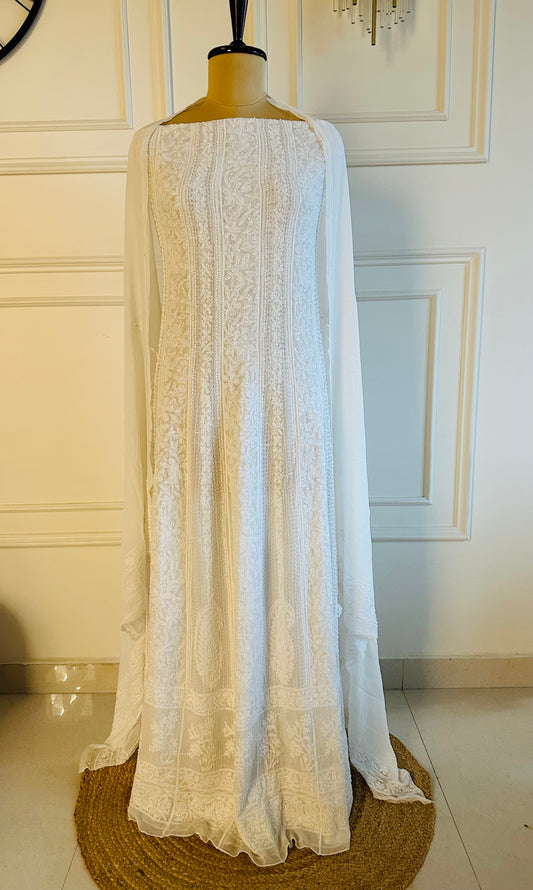 Pearl and cutdana work 18 kali anarkali